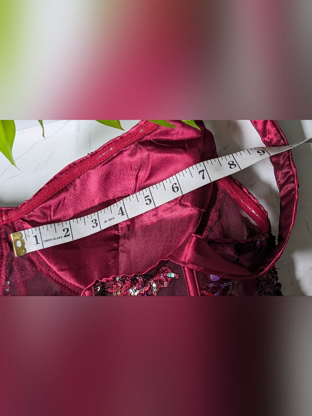 Faeriesty Maroon Metallic Tulle Beaded Bodice Corset Gown Maxi Fairy Dress LG - Picture 13 of 15